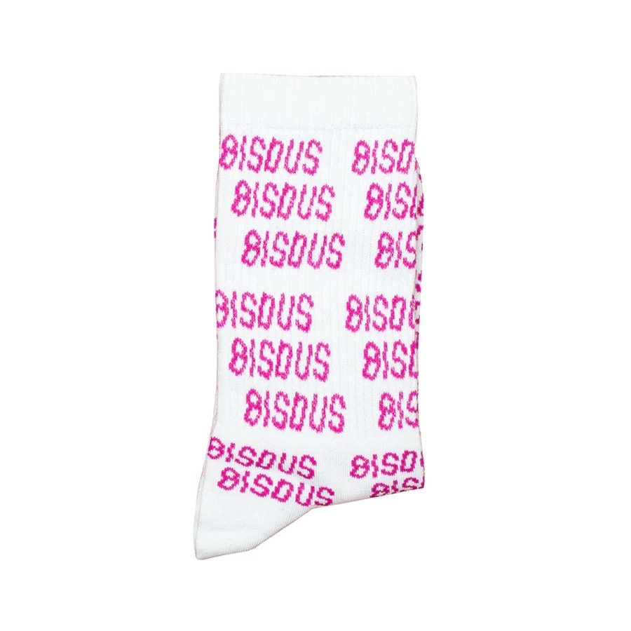 Chaussettes Bisous Skateboard All Over Blanc et Rose
