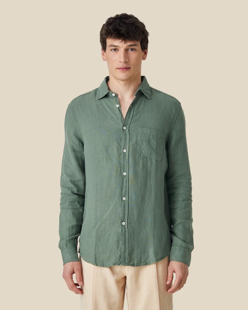 Chemise Long Sleeve Linen Green Portuguese Flannel