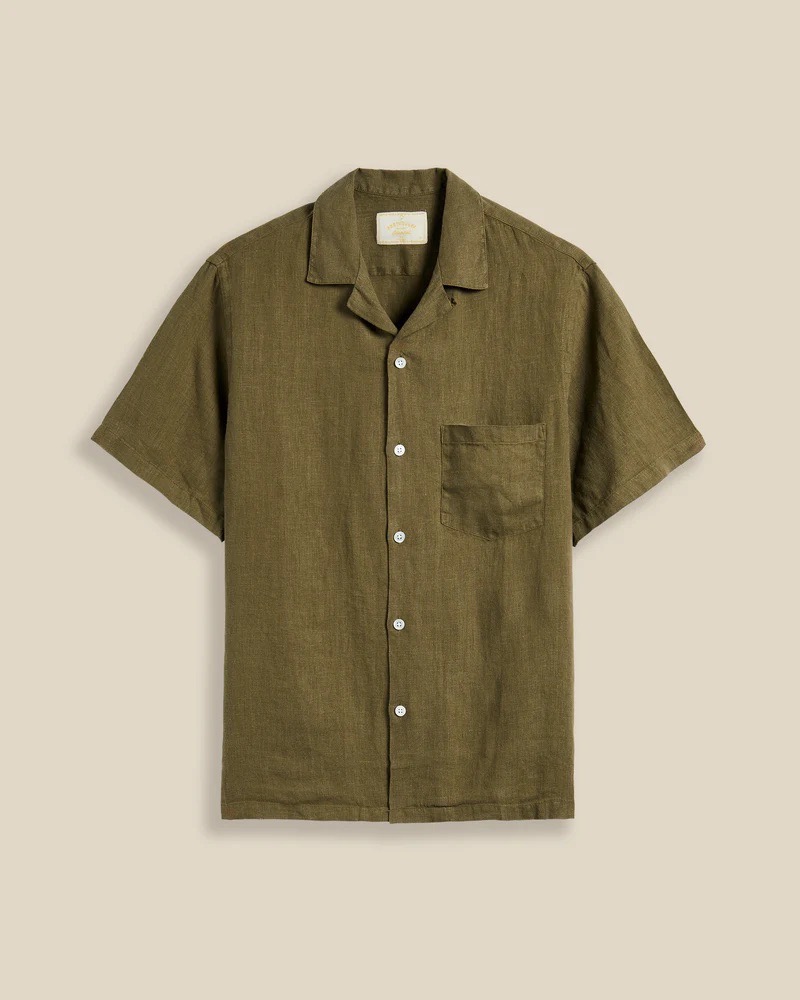 Linen Camp Collar Olive PORTUGUESE FLANNEL