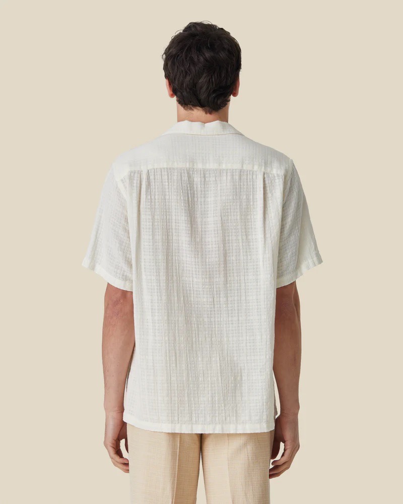 Chemise Short Sleeve Grain Cotton White Portuguese Flannel