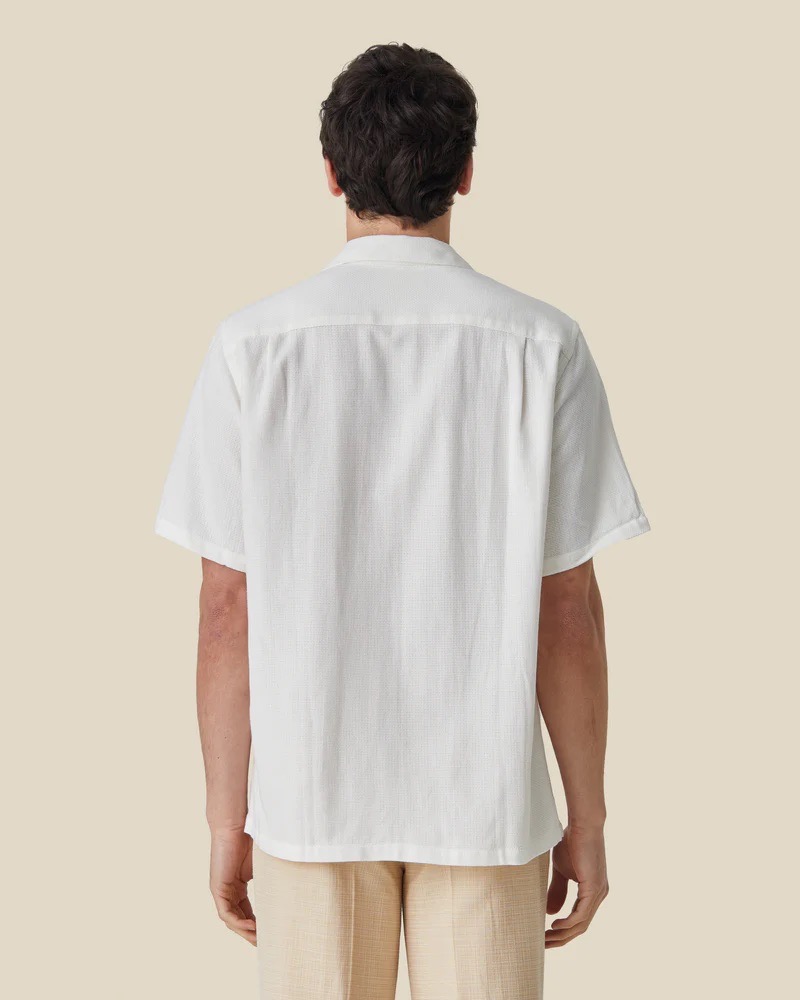 Chemise Short Sleeve Pique White Portuguese Flannel