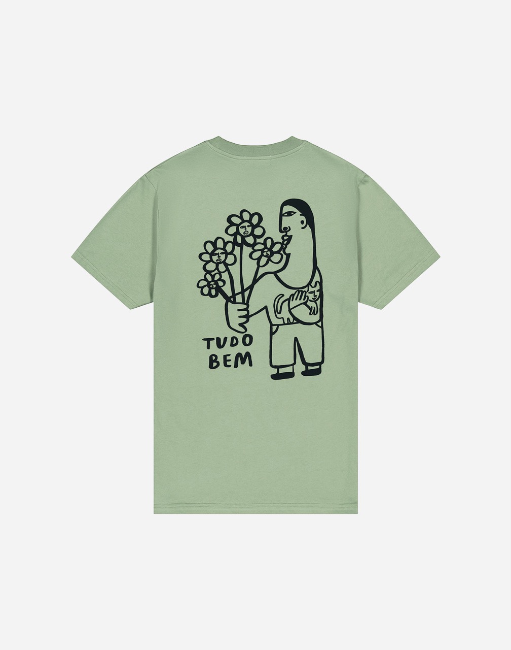 T-Shirt Coton Biologique Tudo Bem Vert Sauge OLOW