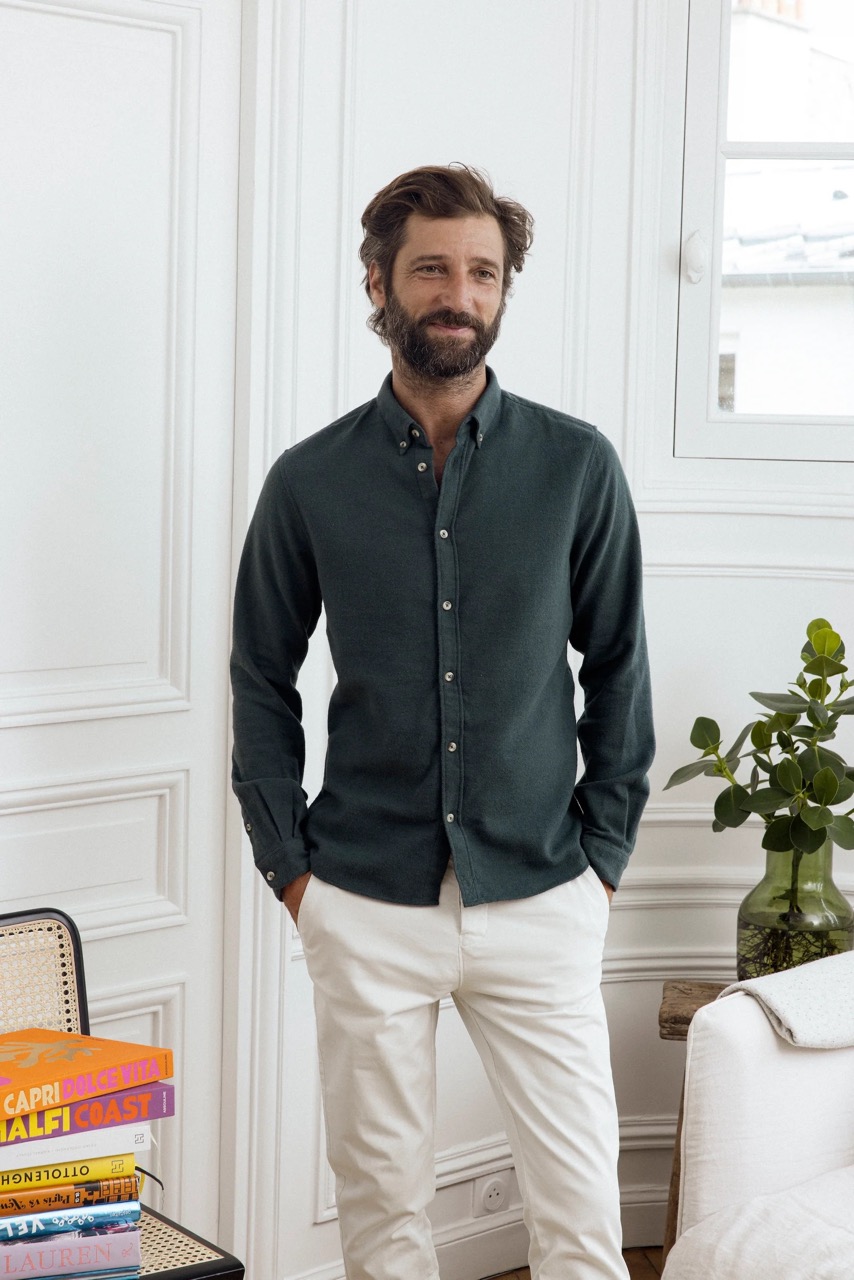 Chemise Massimo Twill Brossé CUISSE DE GRENOUILLE