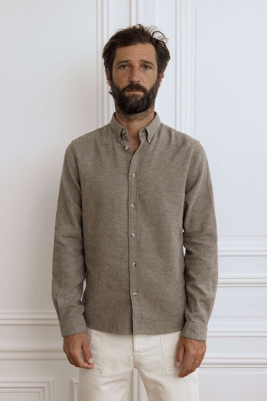 Chemise Massimo Twill Brossé CUISSE DE GRENOUILLE