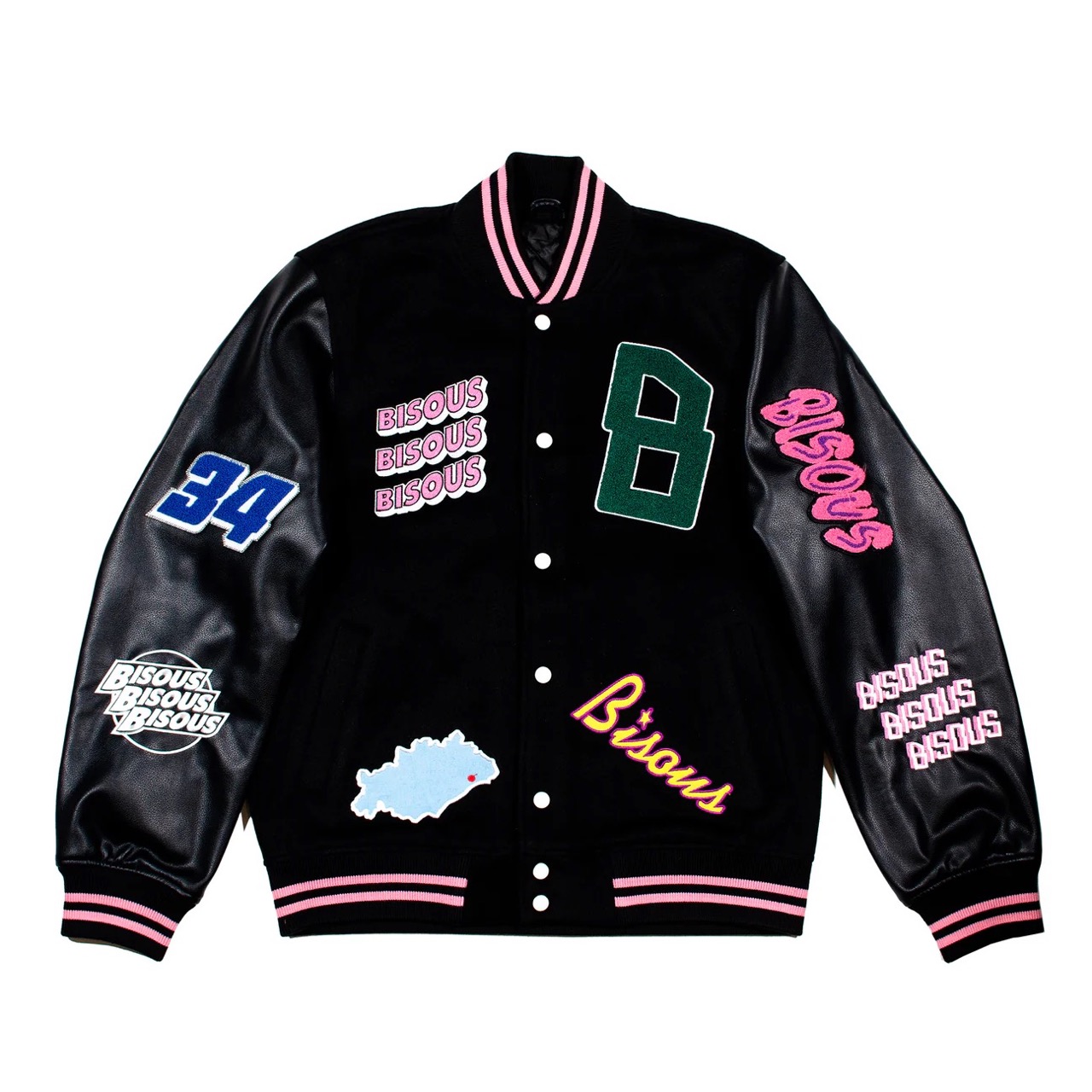 Varsity Jacket Black BISOUS SKATEBOARD