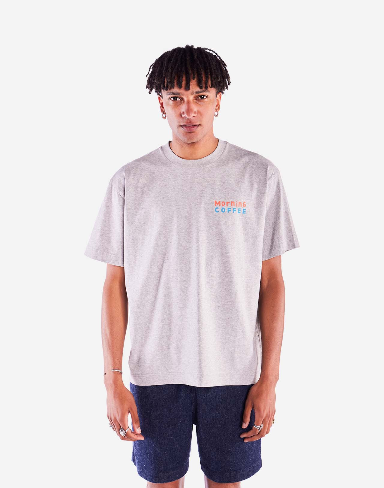 T-Shirt Morning Coffee Gris Chiné Coupe Ample OLOW