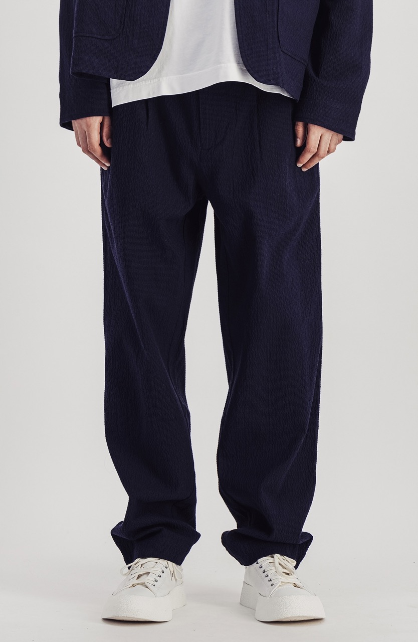 Pantalon Double Pleats Seersucker Marine PARAGES