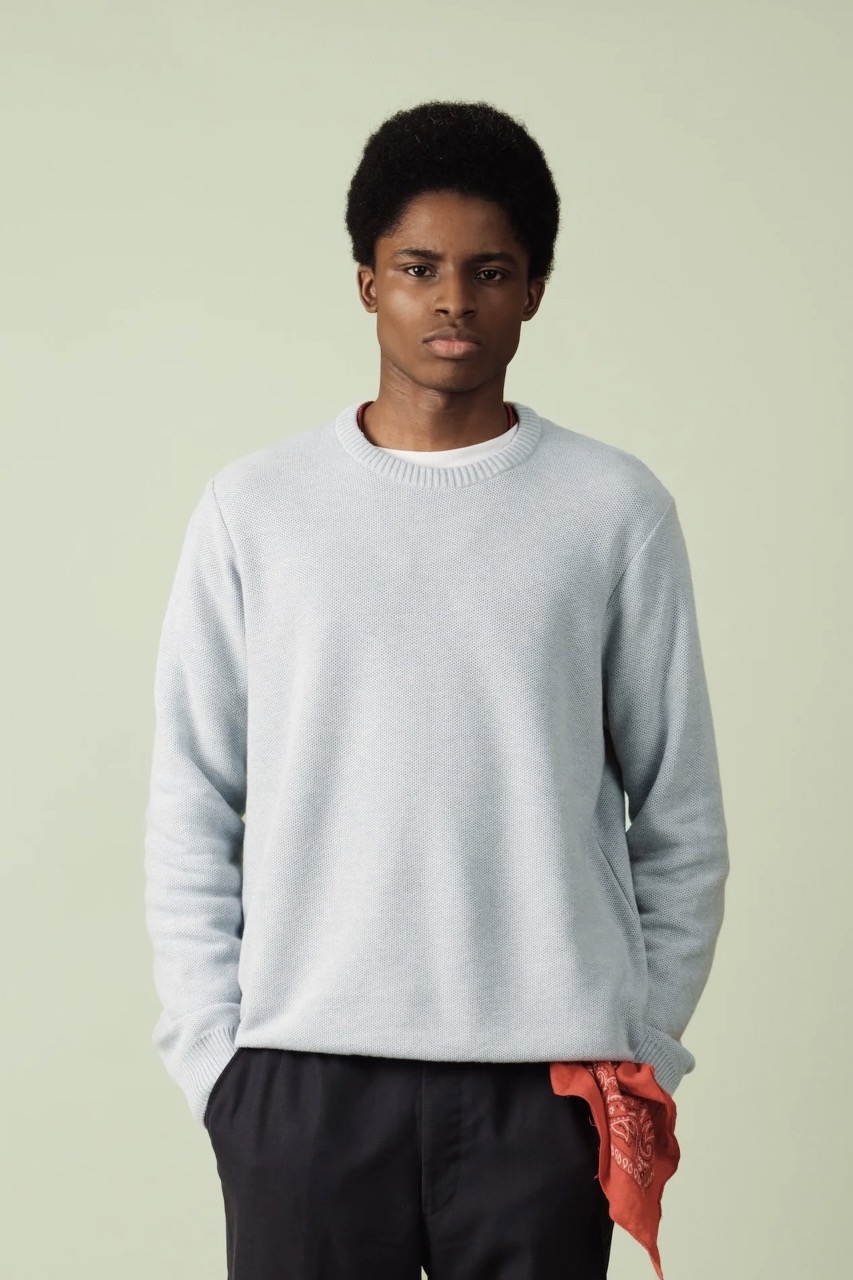 Pull Coton Agop Light Indigo NITTO KNITWEAR