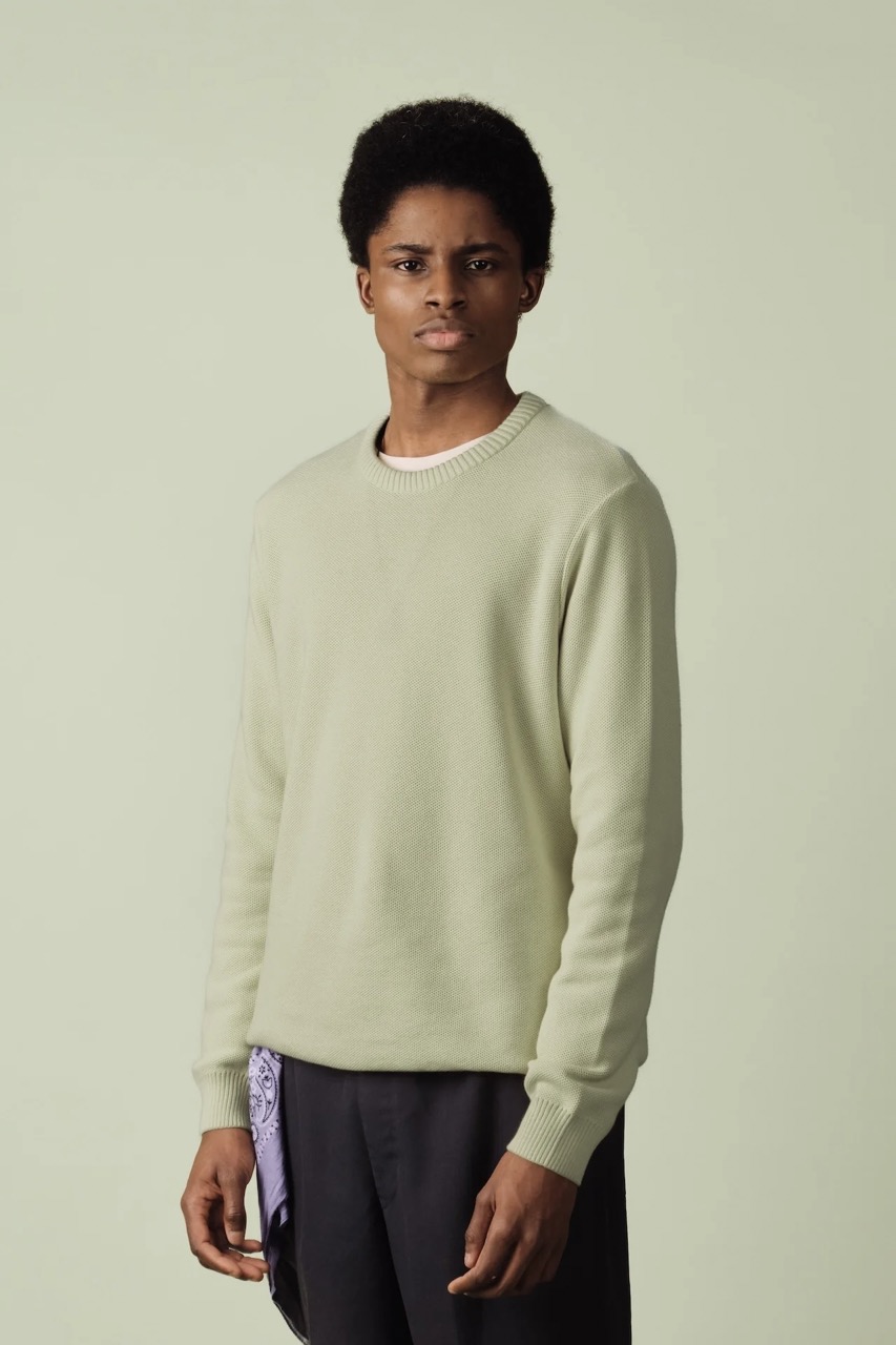 Pull Coton Agop Vert Olive NITTO KNITWEAR