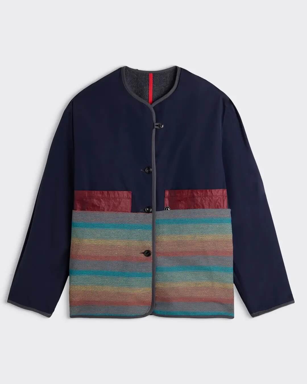 Veste Youri Woolly Anthracite Homecore, coupe large réversible, finitions en biais et œillets d’aération, style hivernal polyvalent.