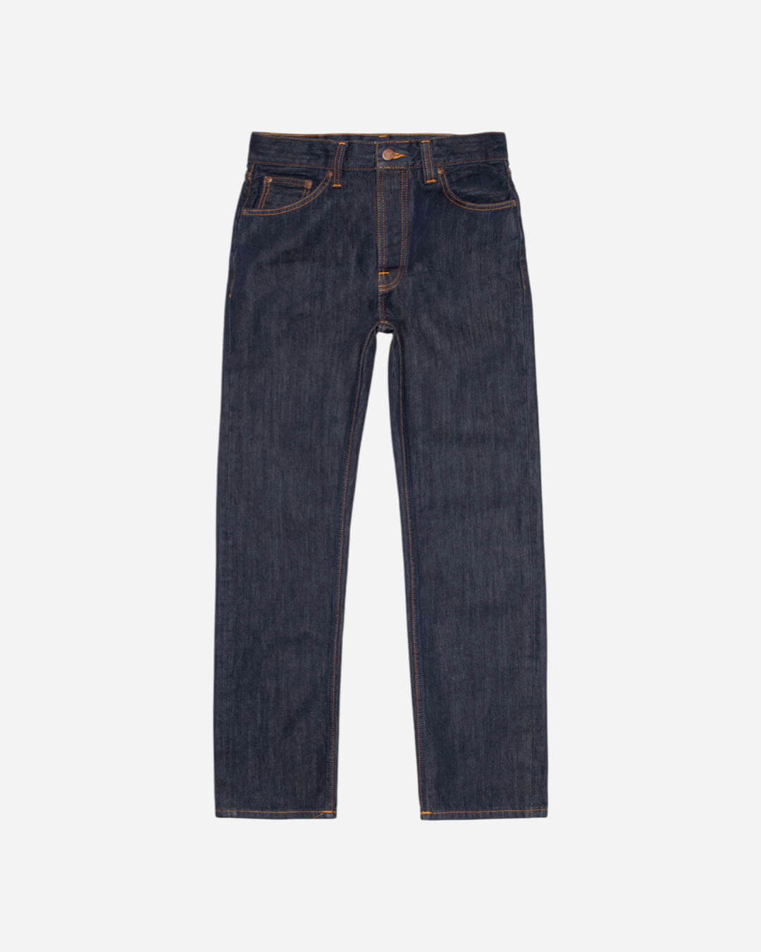 Jean Nudie Jeans Rad Rufus Blue One Wash en coton organique, coupe droite, taille haute, indigo profond