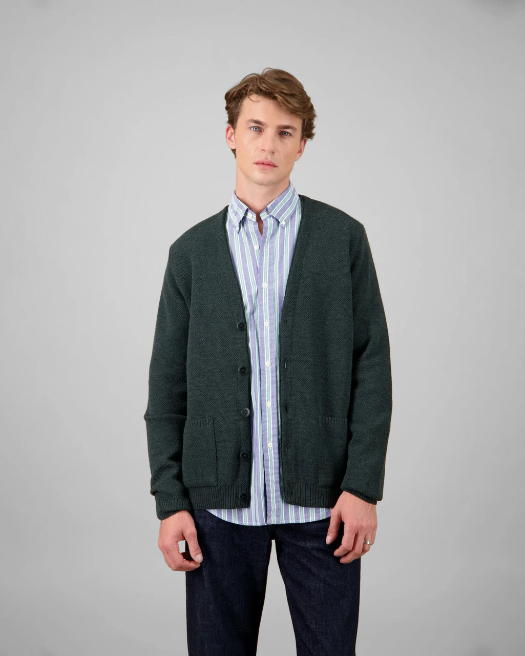 Pull Youri Cardigan Vert Foret NITTO KNITWEAR