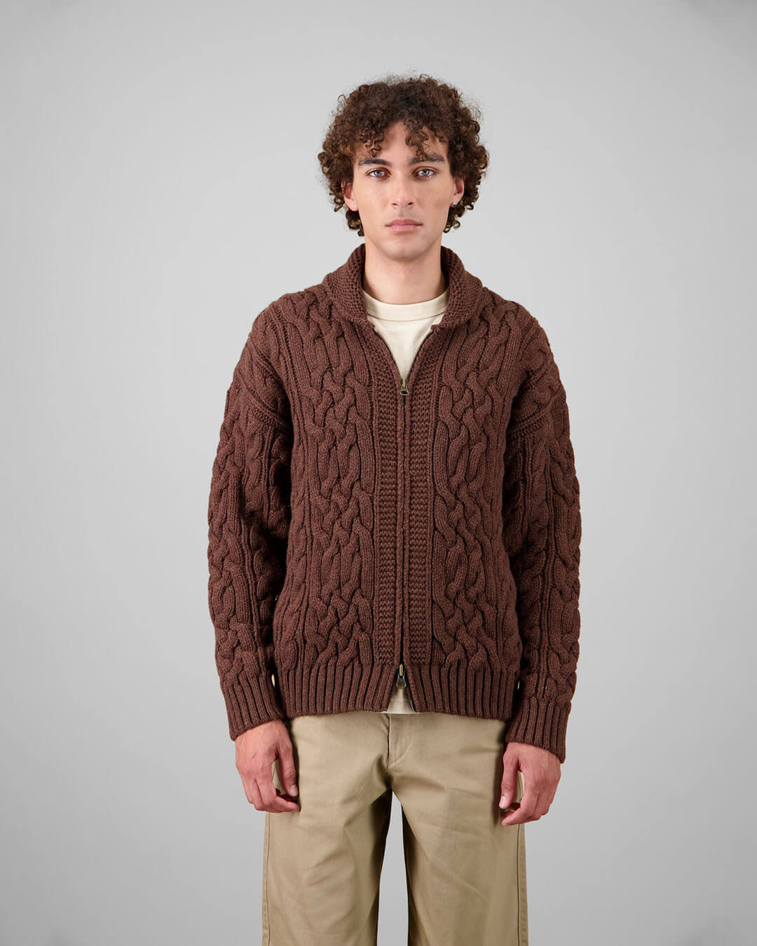 Veste Zippée Ohannes Marron NITTO KNITWEAR