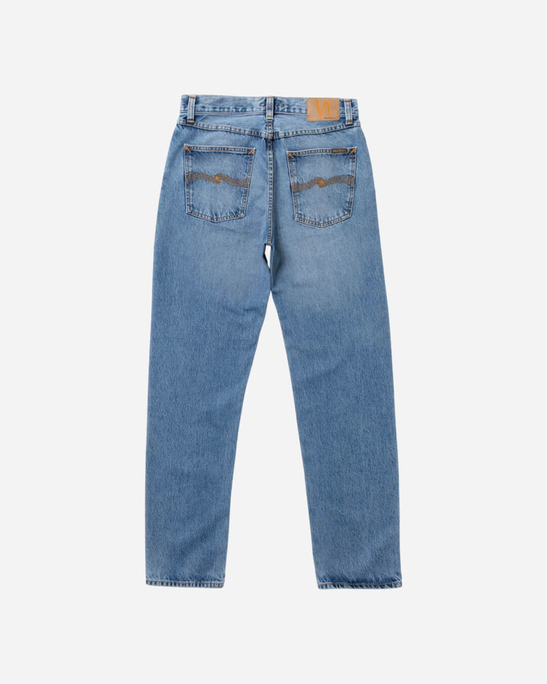 Jean Nudie Jeans Rad Rufus Indigo Blues en coton organique, coupe droite taille haute, indigo vintage
