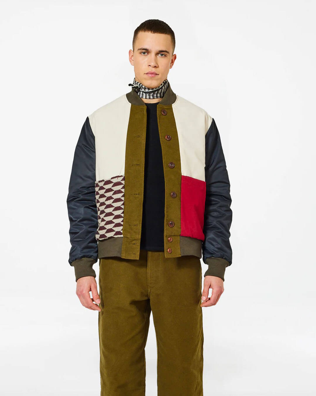 Veste Homecore Kappa Vosges Khaki réversible en coton, coupe oversize kaki/graphique