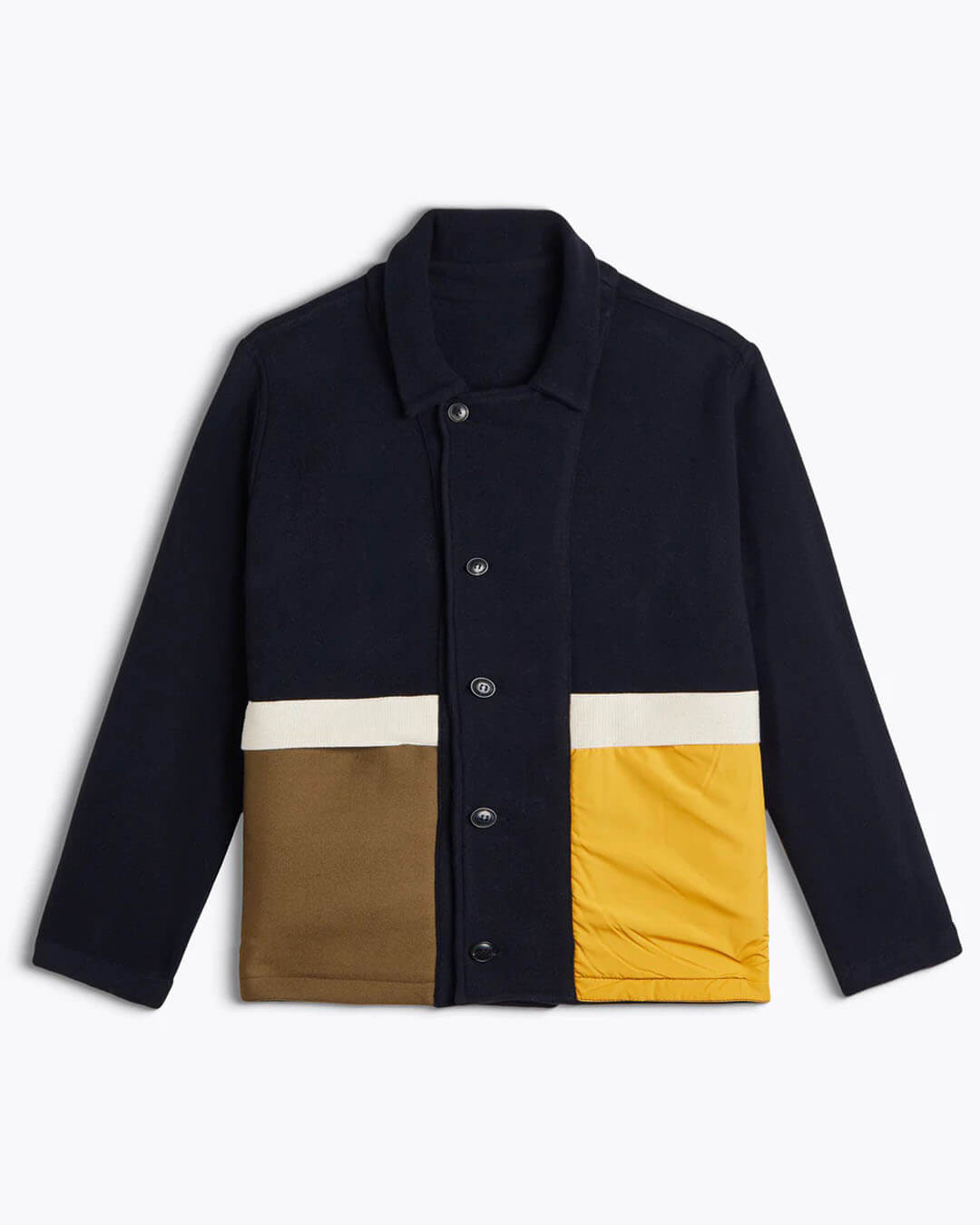 Veste Homecore Swit Wool Dark Navy en laine vierge bleu marine, coupe droite réversible avec grandes poches plaquées, fabriquée au Portugal