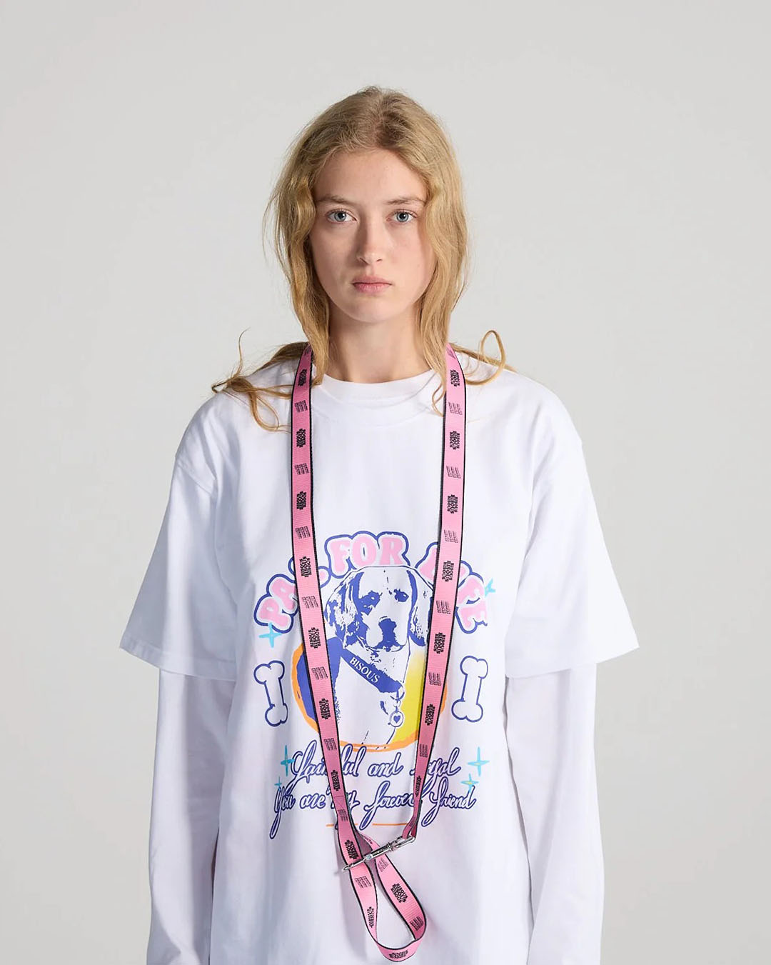 T‑Shirt Pal 4 Life White Bisous Skateboards en coton blanc, coupe regular, impression graphique Pal 4 Life