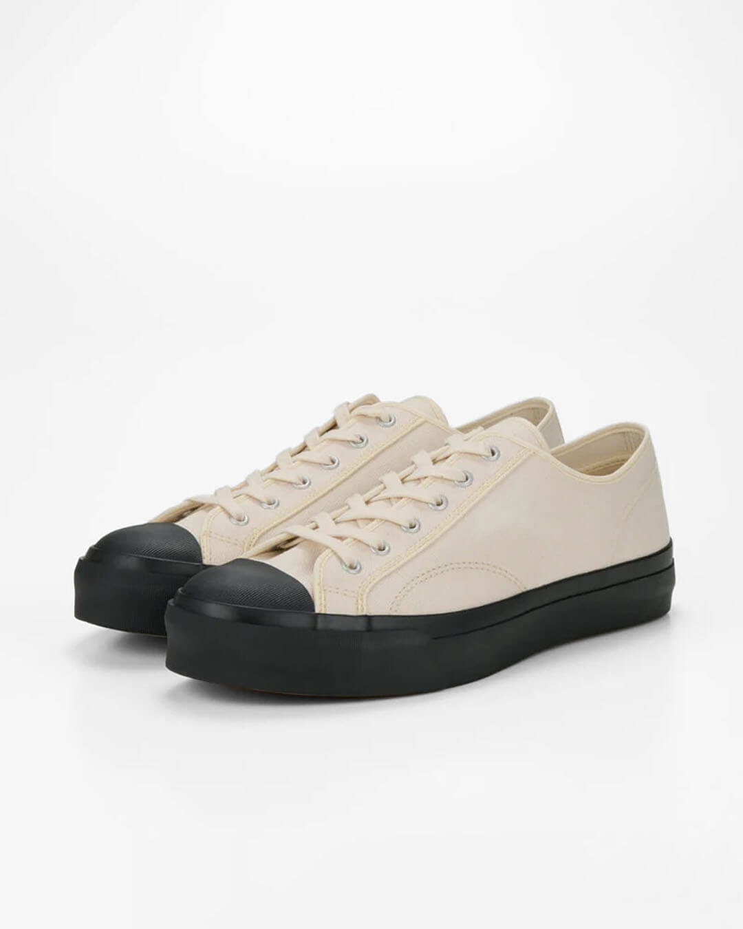 Moonstar Low Trainer Natural Black baskets en toile coton, semelle caoutchouc vulcanisée, retro années 70, Made in Japan