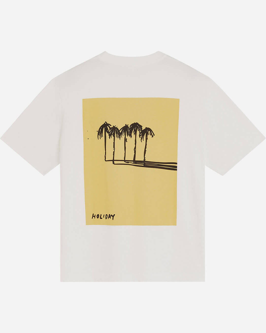T‑shirt homme Pollen Holiday Tee Bask In The Sun – palmiers jaune et noir – coton biologique