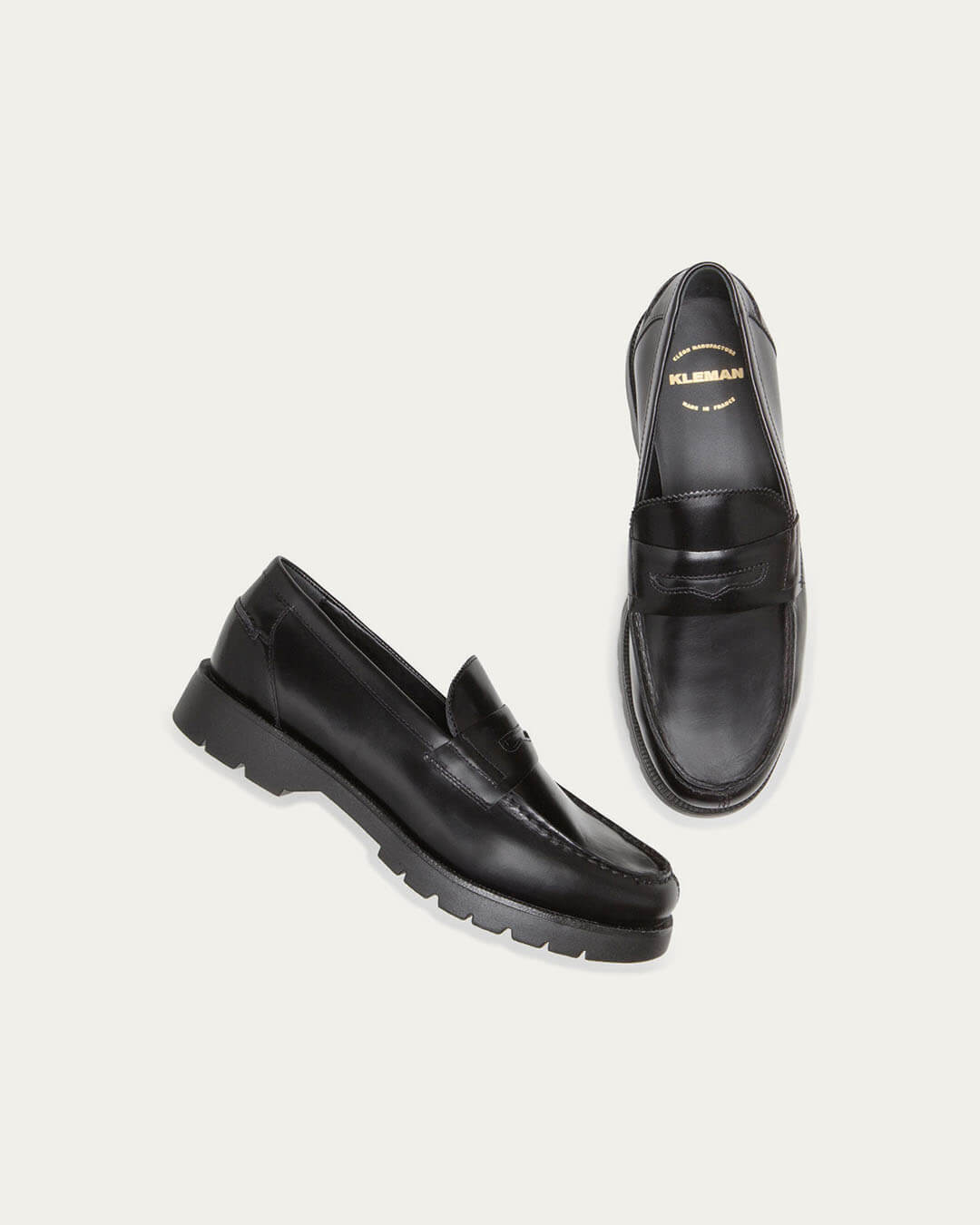 Mocassins Cotteur B2 Noir Kleman en cuir noir fabrication française