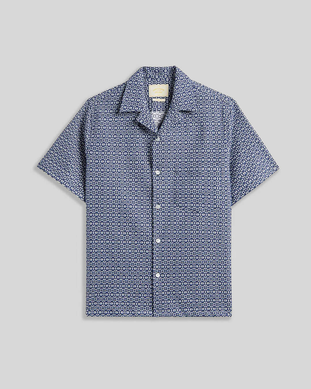 Chemise Abstract Tile Blue Portuguese Flannel en coton léger motif carreaux