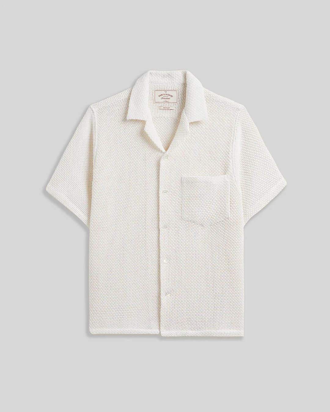 Chemise Agora White Portuguese Flannel en coton mélangé blanc texturé