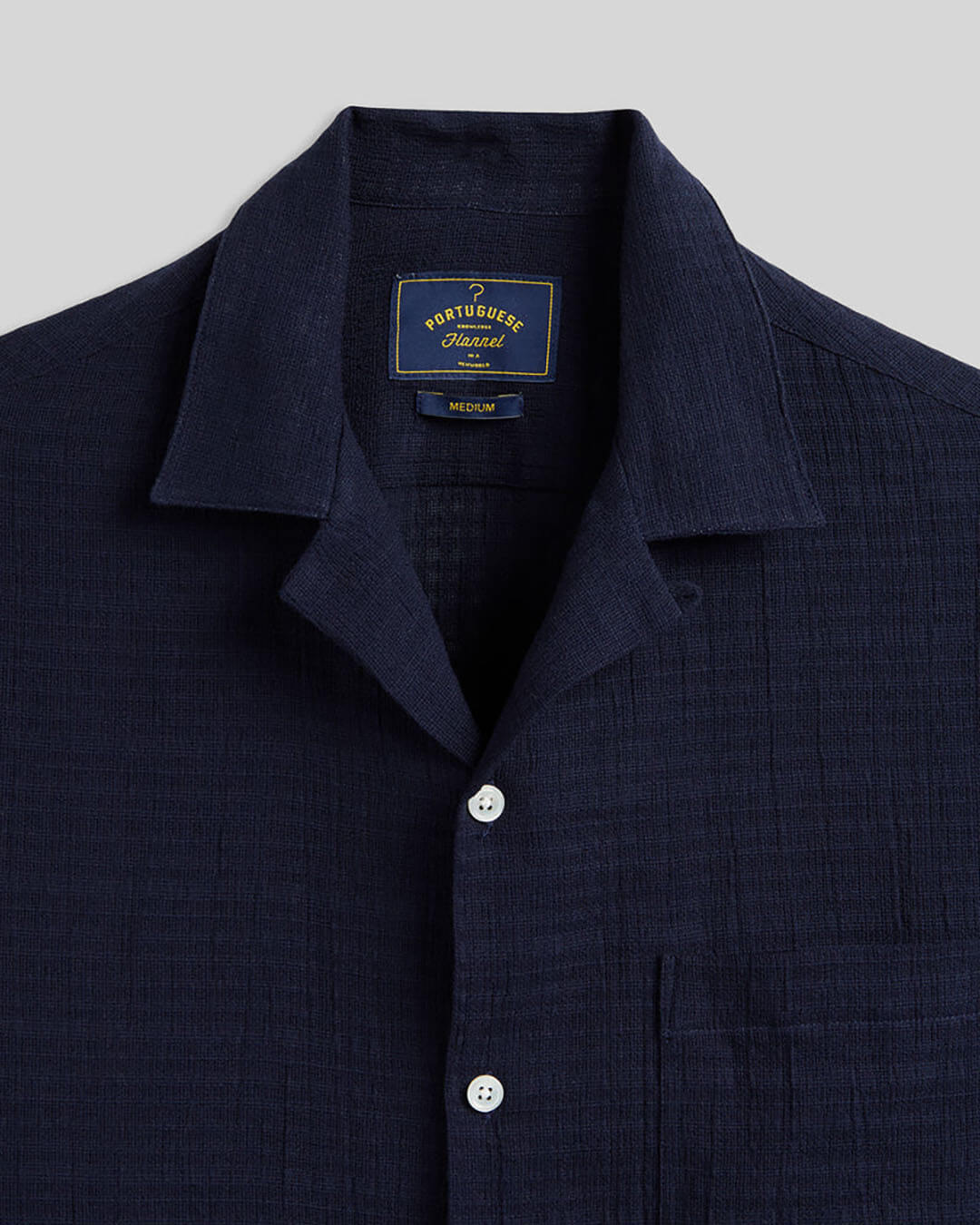 Chemise Grain Navy Portuguese Flannel en coton léger bleu texturé