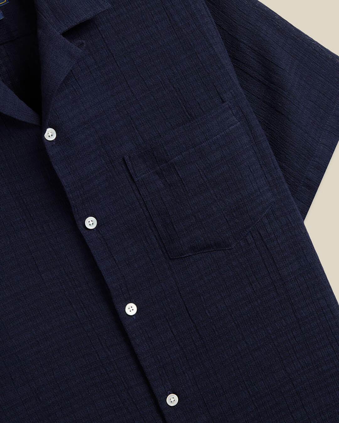 Chemise Grain Navy Portuguese Flannel en coton léger bleu texturé