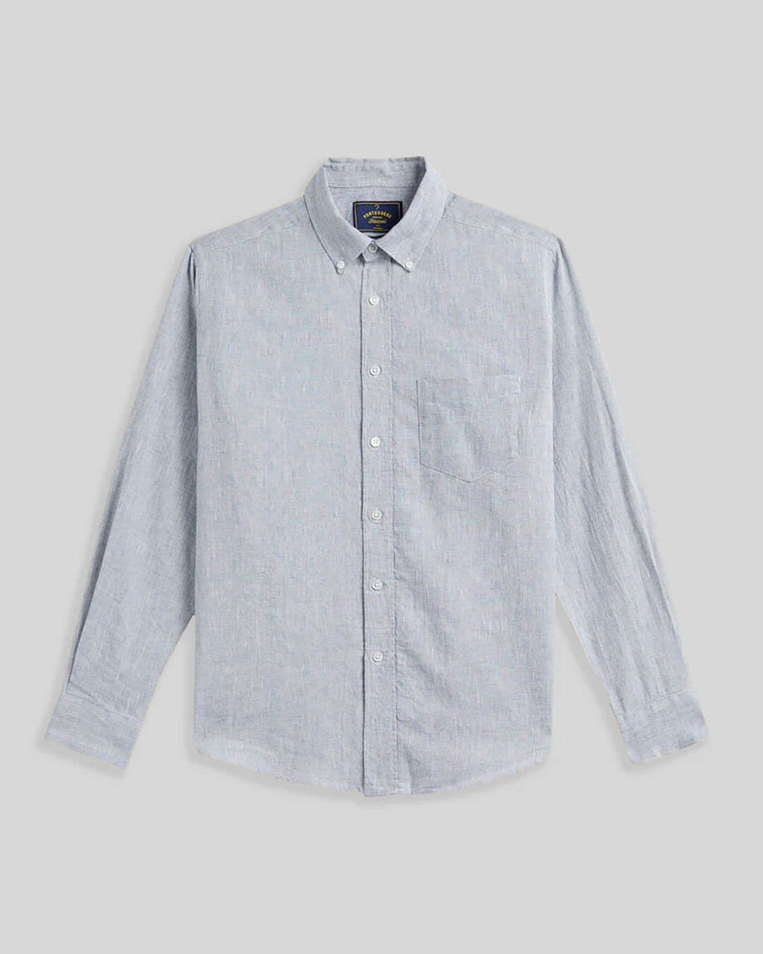 Chemise Granular blue Portuguese Flannel en coton et lin texturé