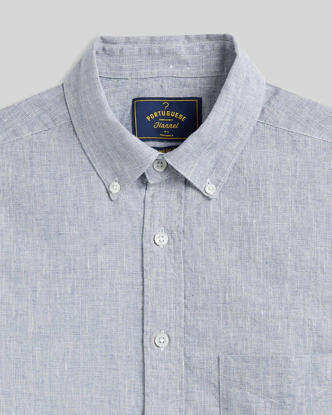 Chemise Granular blue Portuguese Flannel en coton et lin texturé