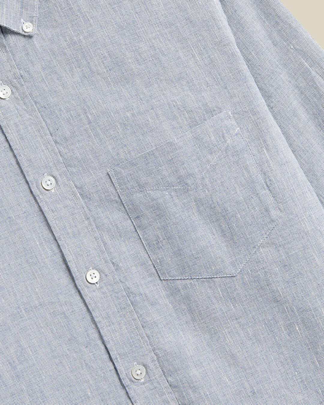 Chemise Granular blue Portuguese Flannel en coton et lin texturé