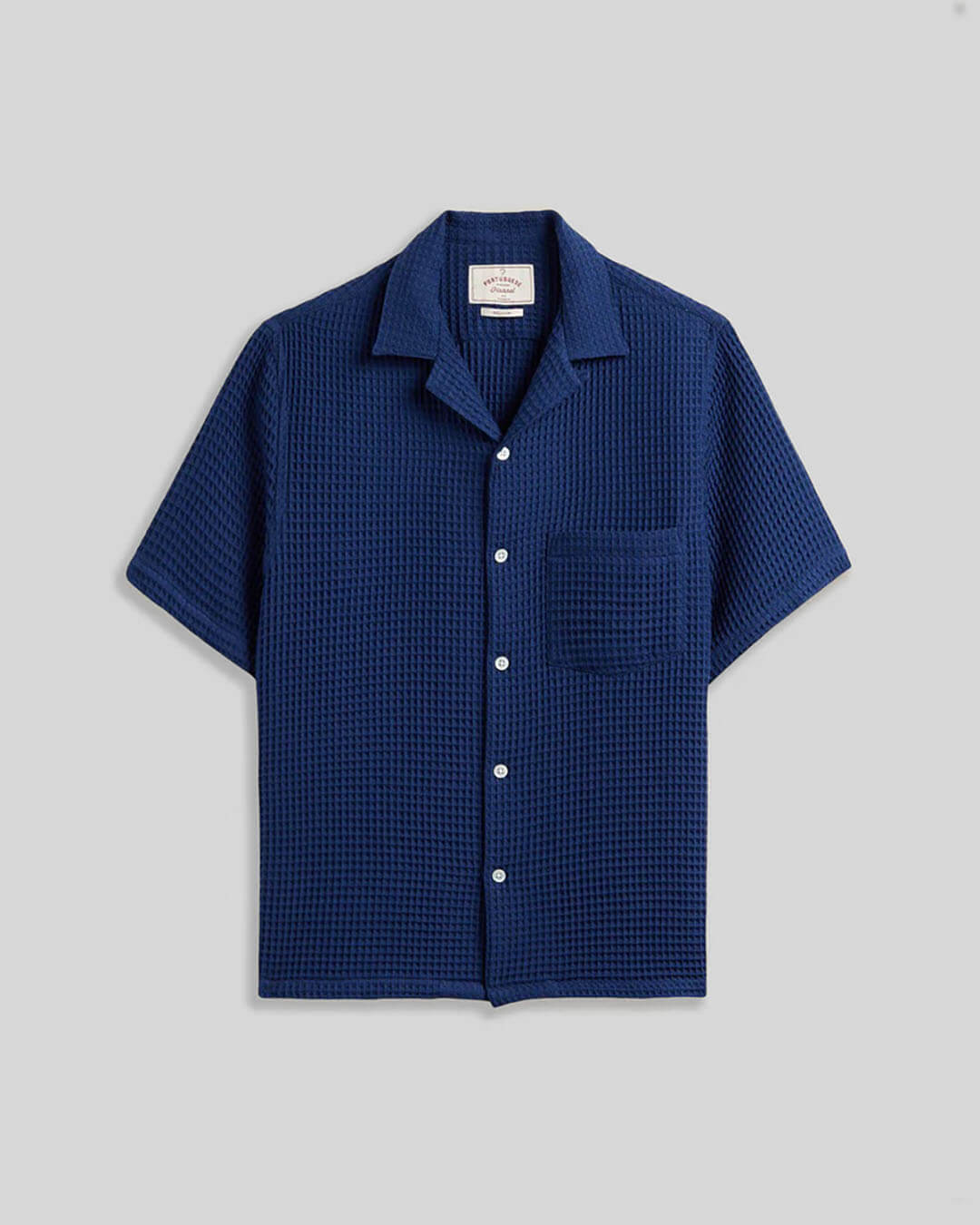 Chemise Honey Comb Blue Portuguese Flannel en coton nid d’abeille bleu