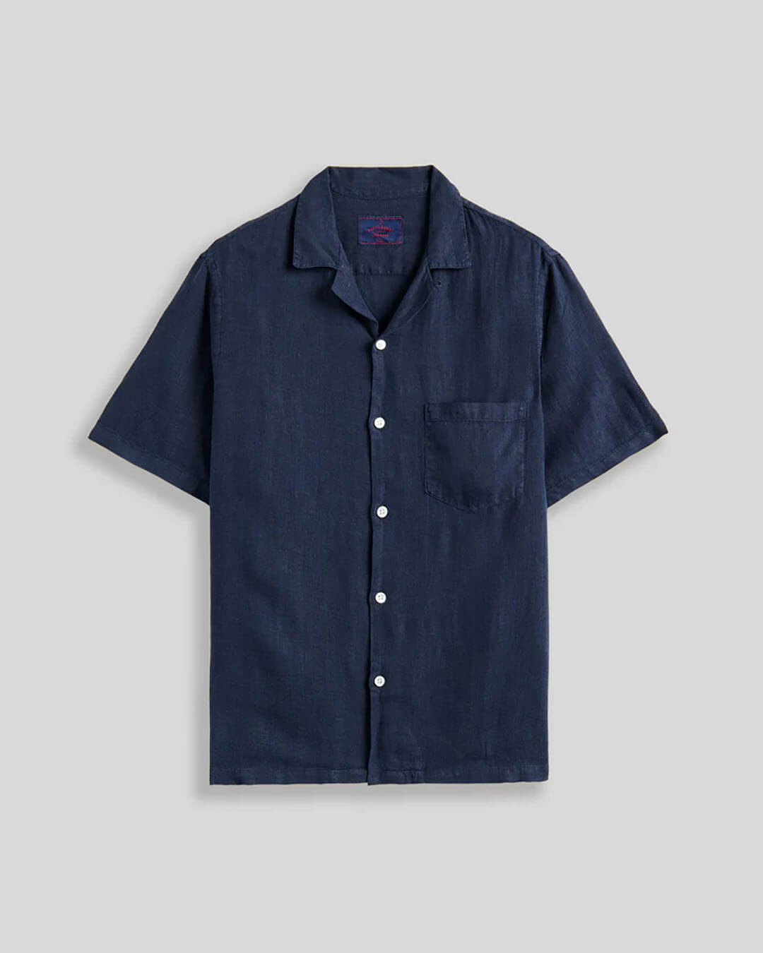 Chemise Linen Camp Collar Navy Portuguese Flannel en lin bleu marine