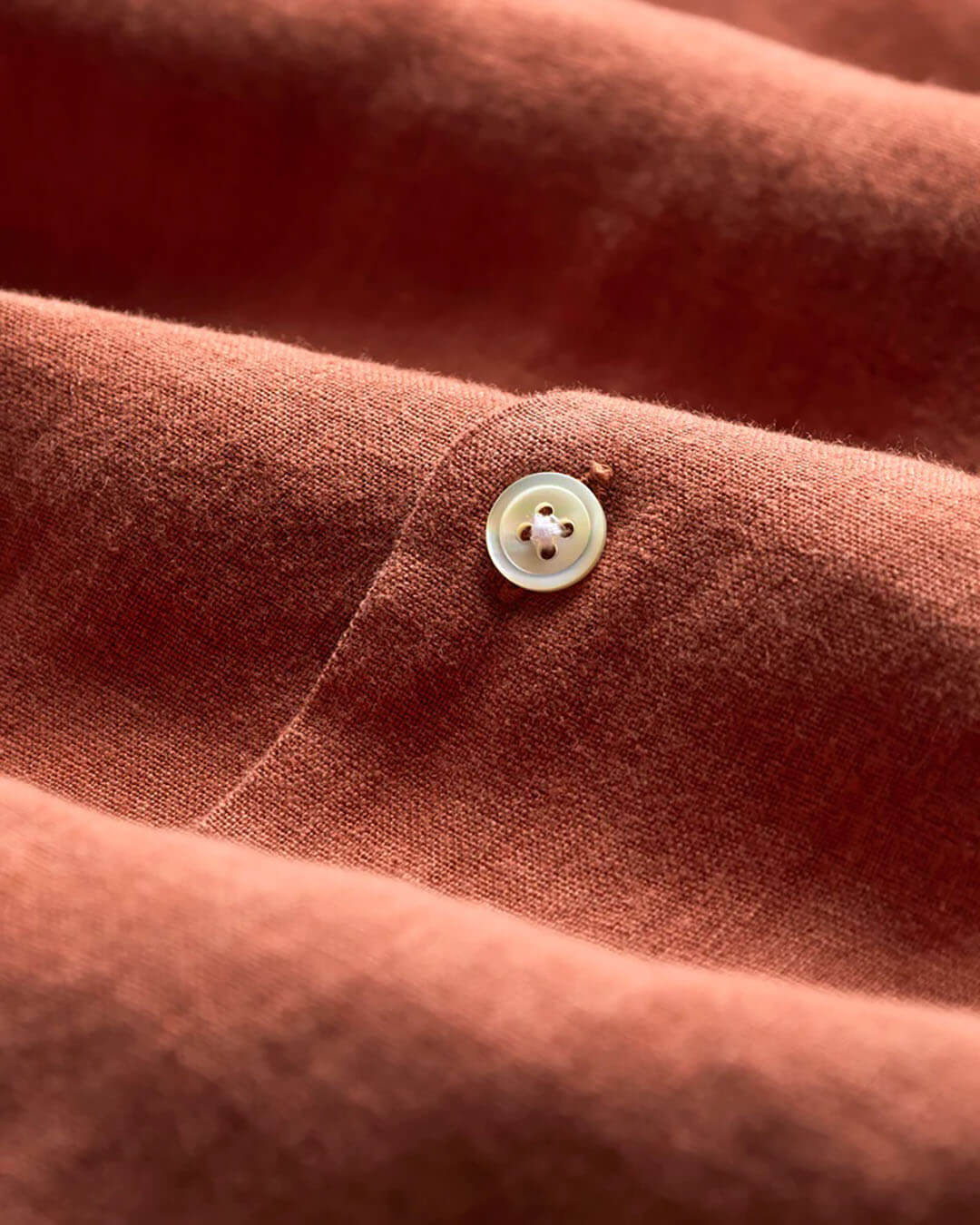 Chemise Linen Camp Collar Terracota Portuguese Flannel en lin terracota