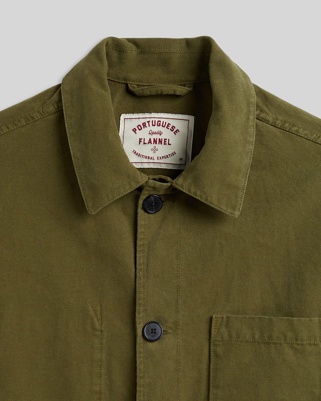 Veste Legacy Canvas Military Green Portuguese Flannel en coton canvas vert militaire