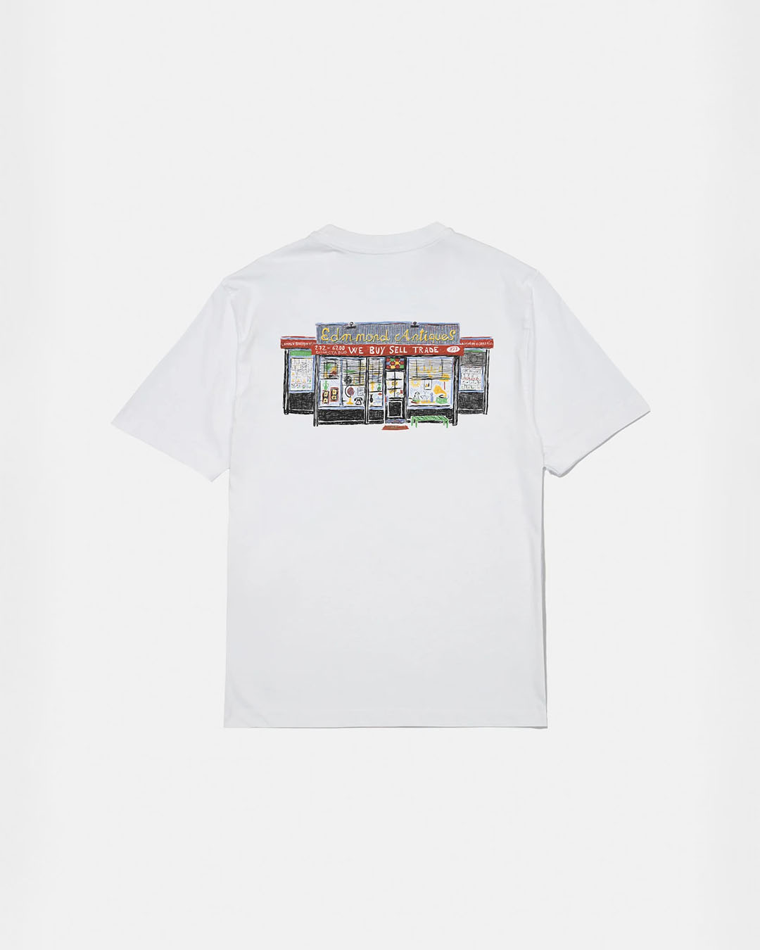T-shirt Antiques White Edmmond Studios coton bio print graphique boutique vintage dos