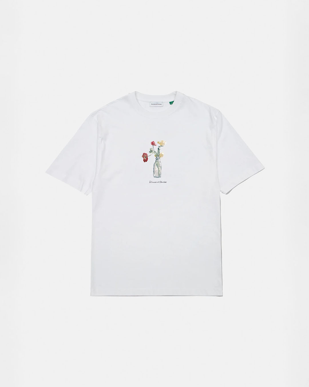 T-shirt Blooming White Edmmond Studios coton bio imprimé floral devant style minimaliste