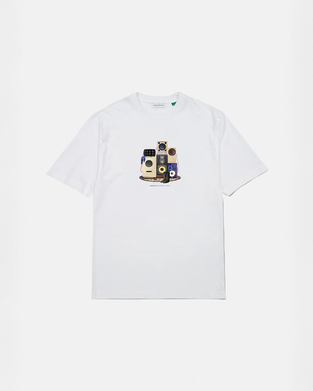T-shirt Sound System White Edmmond Studios coton bio print graphique système audio streetwear