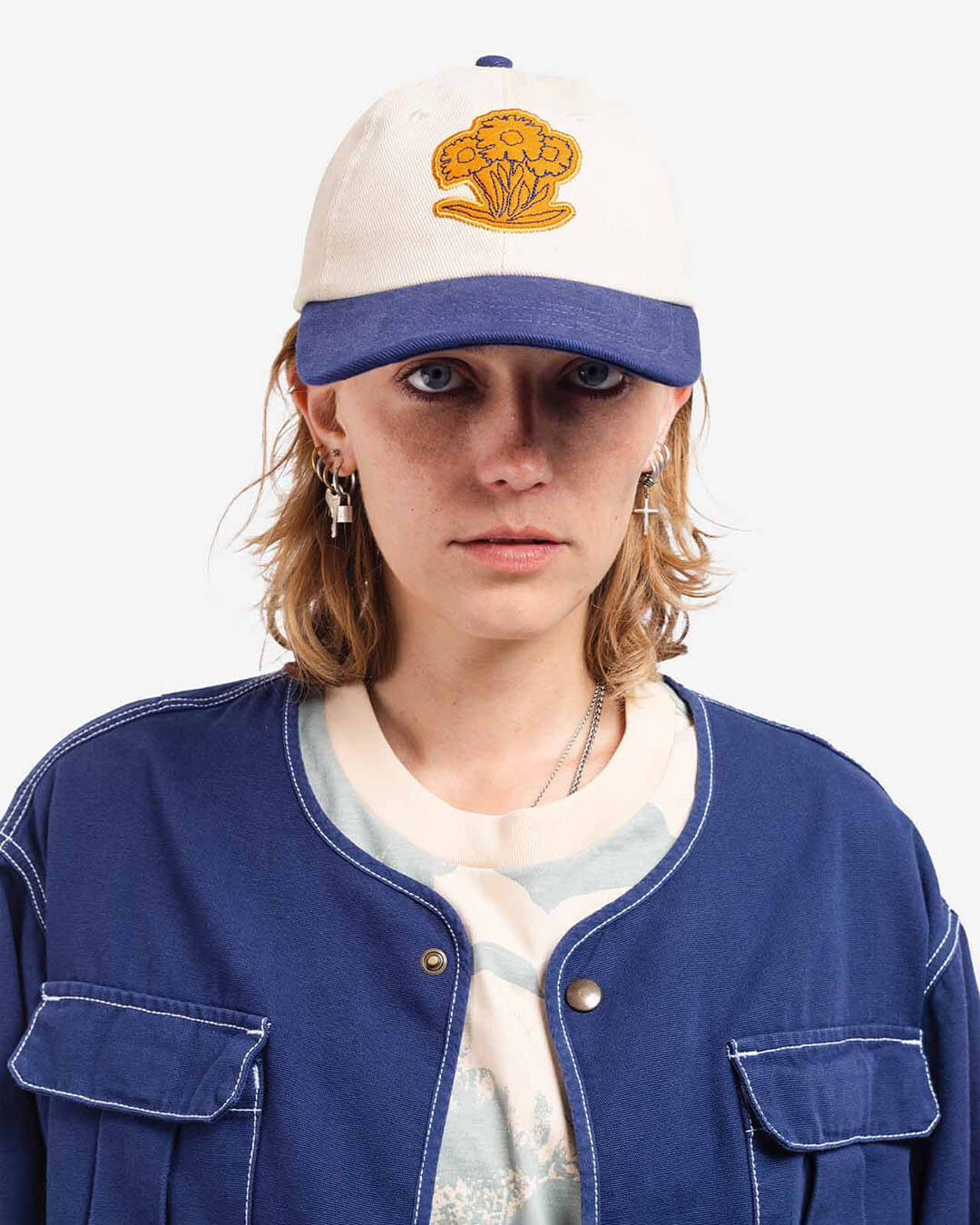 Casquette Six Panel Écrue OLOW coton biologique broderie style vintage minimaliste