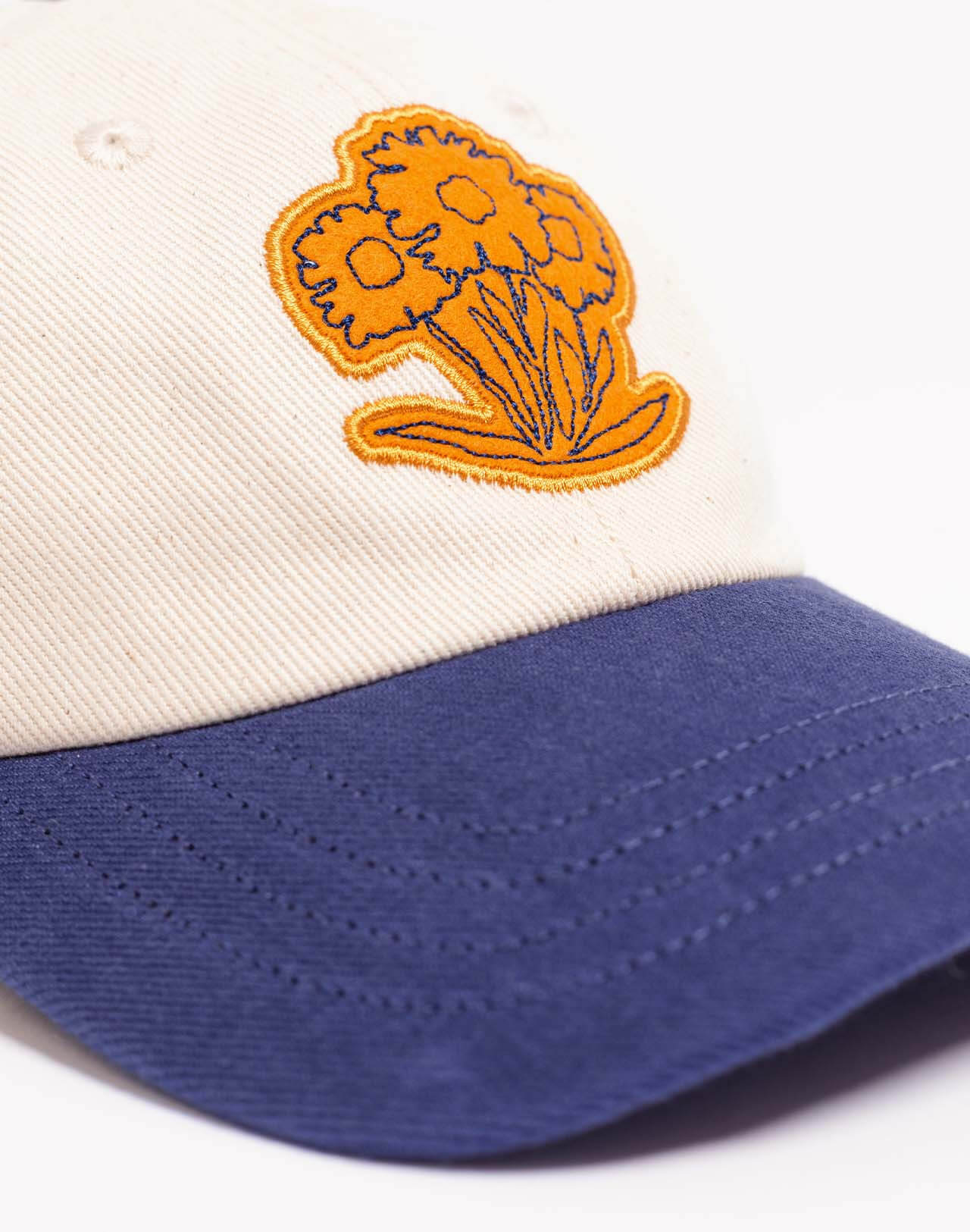 Casquette Six Panel Écrue OLOW coton biologique broderie style vintage minimaliste