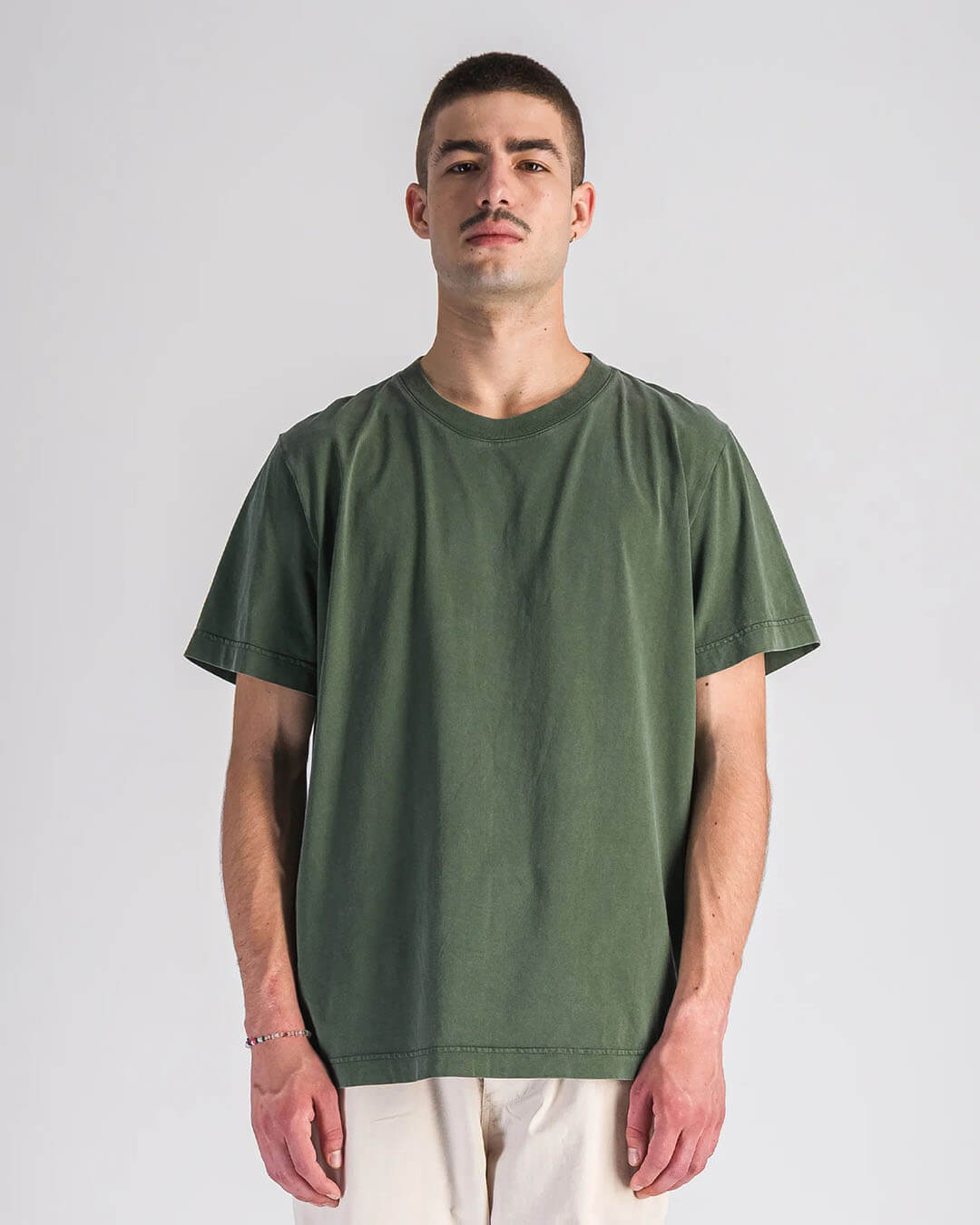 T-shirt vert délavé Parages en coton coupe décontractée